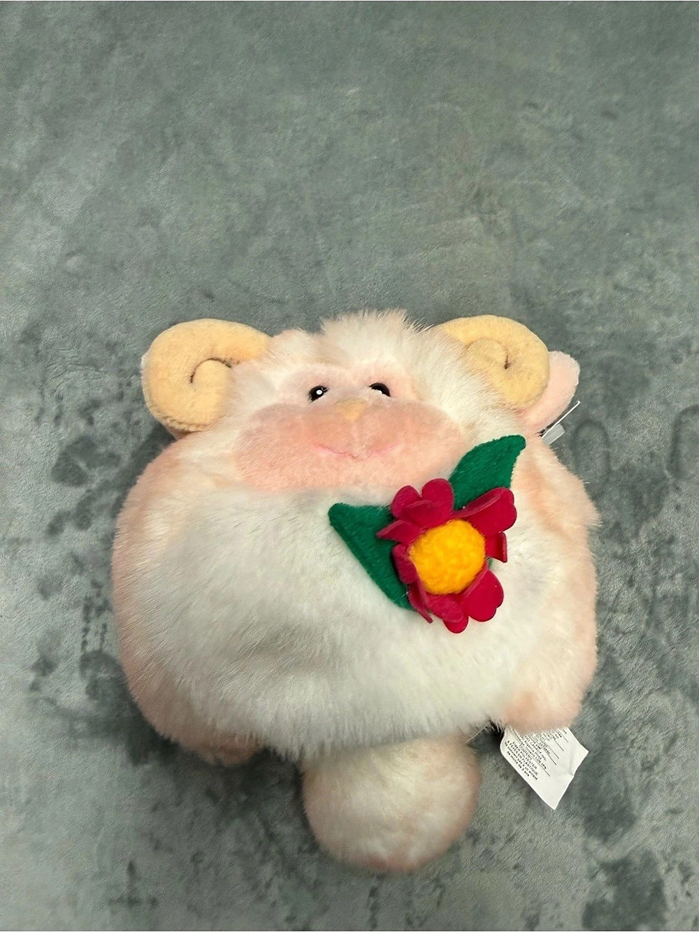 Wal-Mart Ram Plush Stuffed Animal Pink Toy Furry Soft Flower Unique Bean Filled